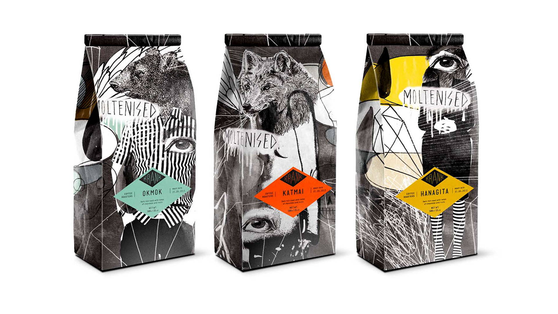 Featured image for Get Your Caffeine Fix With These Collage-Style Coffee Bags