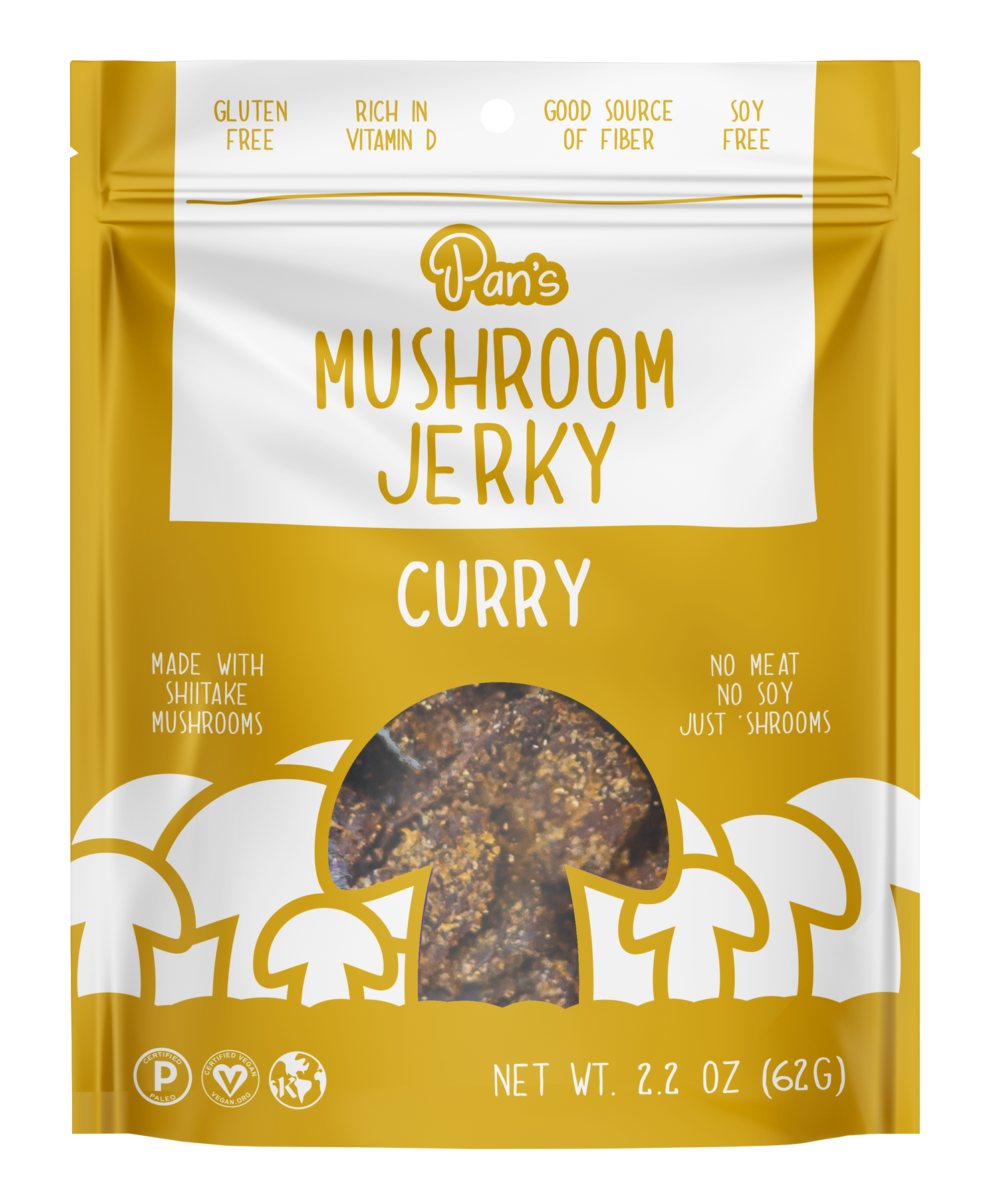 Pan's Mushroom Jerky - curry mushroom jerky