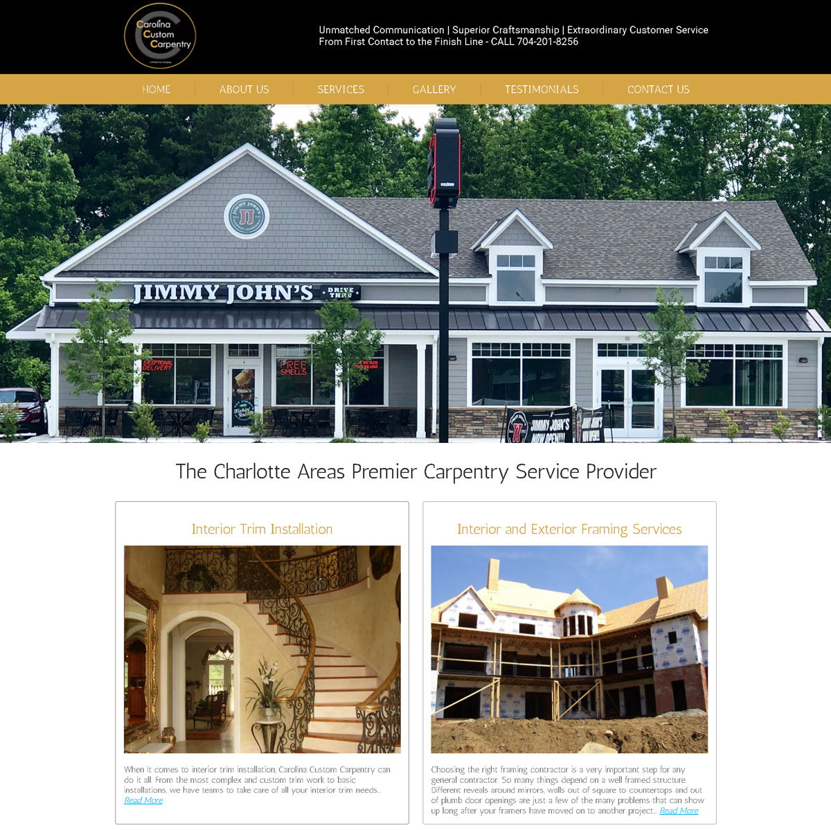 Screenshot of Carolina Custom Carpentry, from the carpentry websites collection.