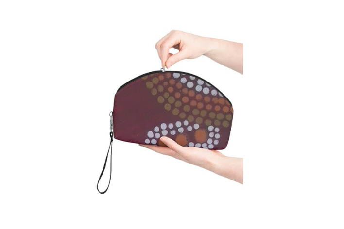 Boho Dots Faux Leather Makeup Bag with Strap - Image 5