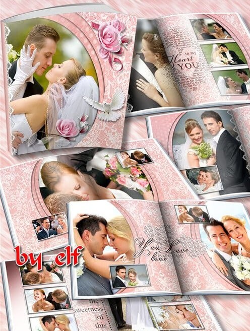 Свадебная романтическая фотокнига "Люби всем сердцем"