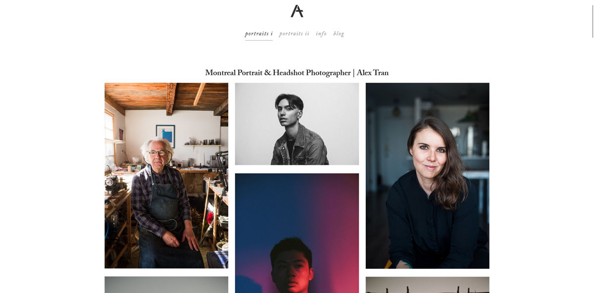 Screenshot of Alex Tran Photography, from the squarespace photography websites collection.