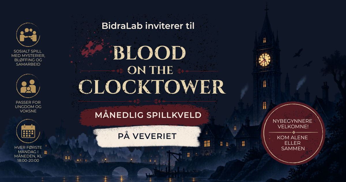 Velkommen til Blood on the Clocktower, månedlige spillekvelder på Veveriet