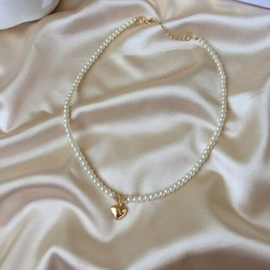 Neu Perle Audrey Hepburn Herz-Anhänger Halskette