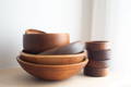collection of refinished wooden antique bowls