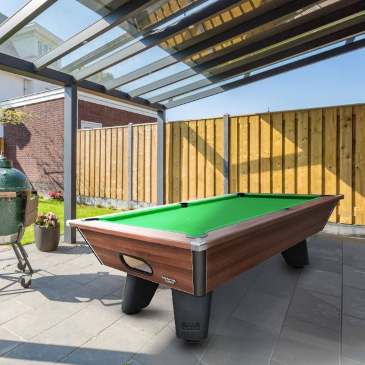 Cry Wolf Slate Bed Outdoor Pool Table - Dark Walnut