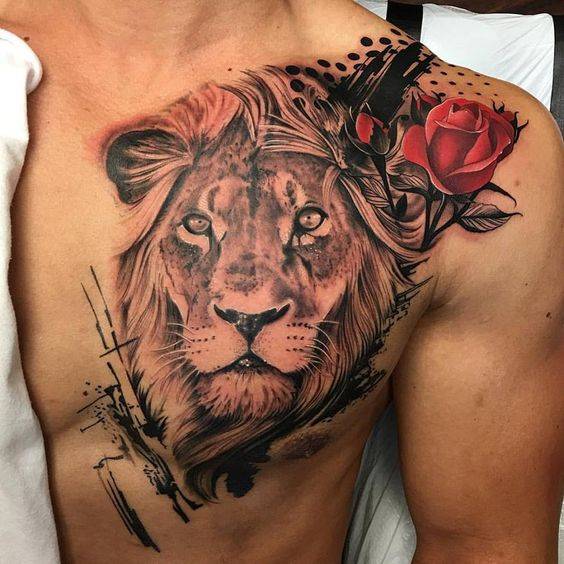 Tatouage Lion Rose