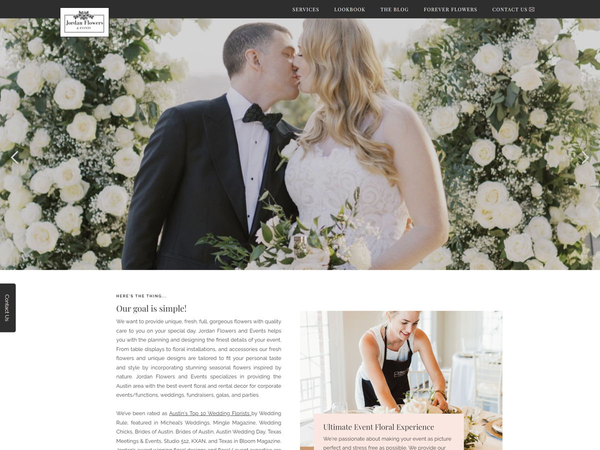 Screenshot of Jordan Flowers & Events, from the florist & flower shop websites collection.