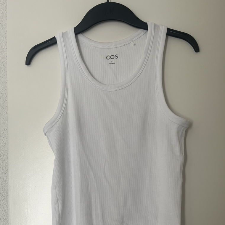 COS White Ribbed Scoop Vest - S