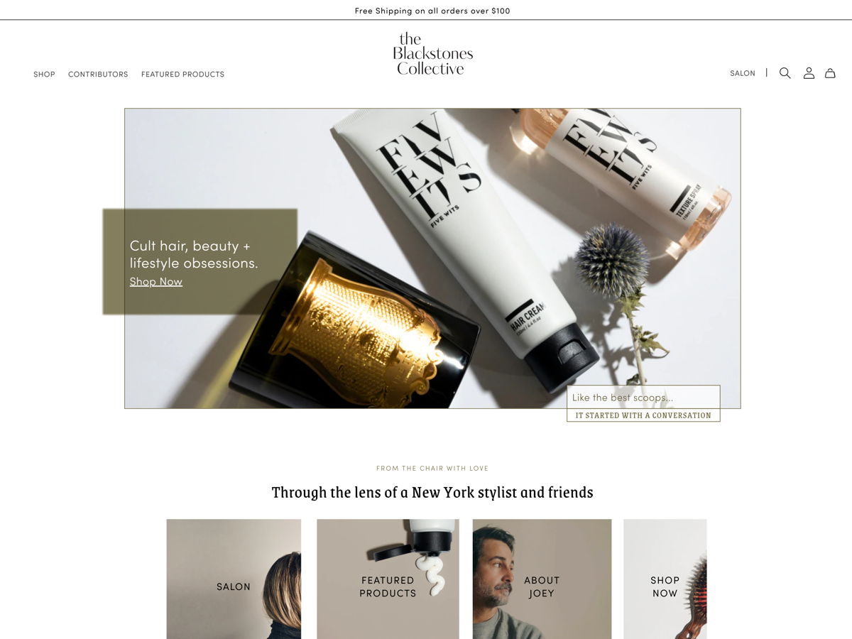 Screenshot of Blackstones, from the salon websites collection.