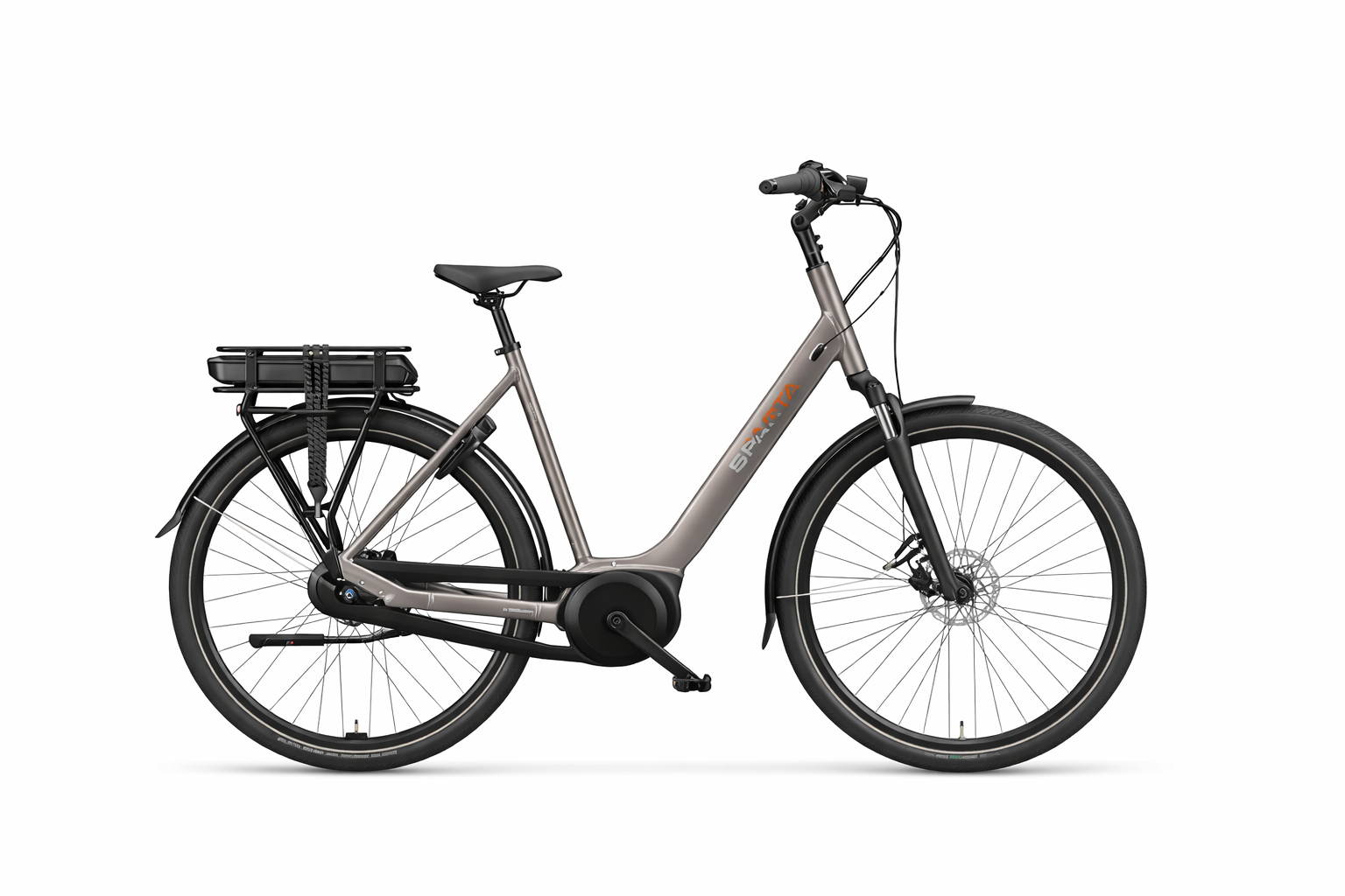 Sparta a-LANE FIT lage instap e-bike met Bosch middenmotor en geïntegreerde accu – comfortabele elektrische stadsfiets voor dagelijks gebruik.