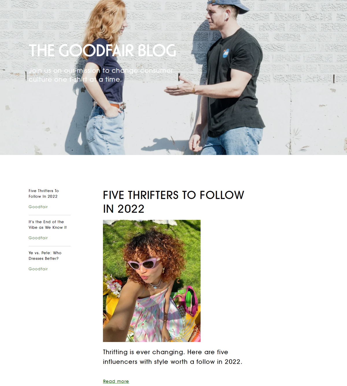 Screenshot of No New Things – Goodfair, from the shopify blog examples collection.
