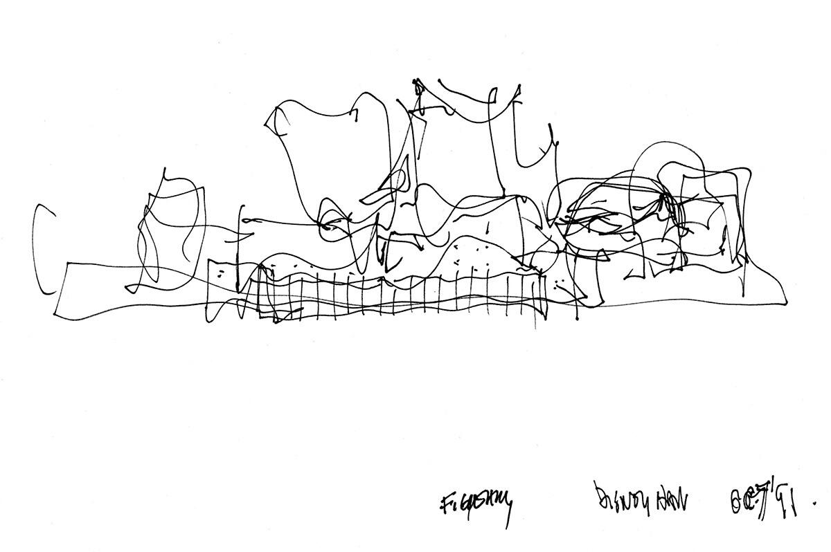 Boceto original de Frank Gehry de lo que sería el Walt Disney Concert Hall