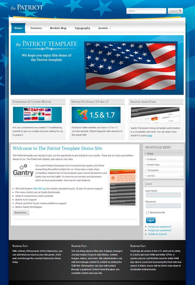 Patriot - шаблон для CMS Joomla