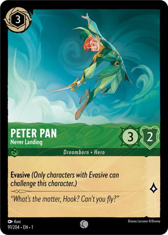 Peter Pan card from Disney's Lorcana: The First Chapter.