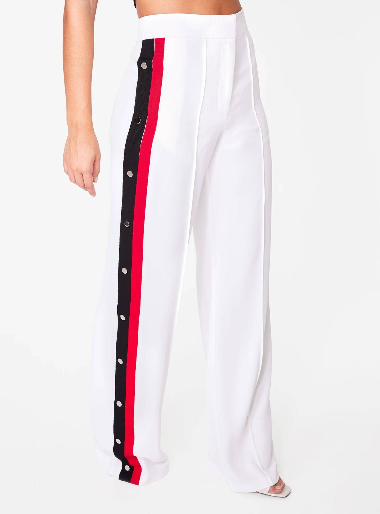 Off White High Waisted Relaxed Side Snap Trouser