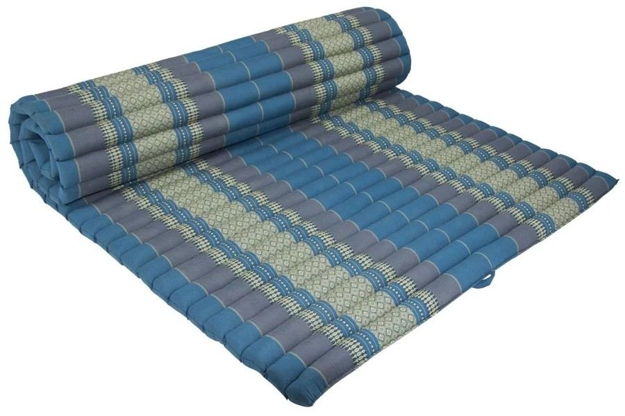 Day bed Roll Out Mattress XL Large Foldout Mat relaxation, day bed, camping or Yoga Matt Natural Kapok Filled BLUE - Image 4