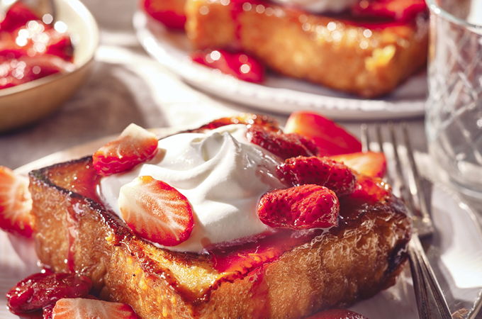 Caramelized French Toast with Roasted Strawberries