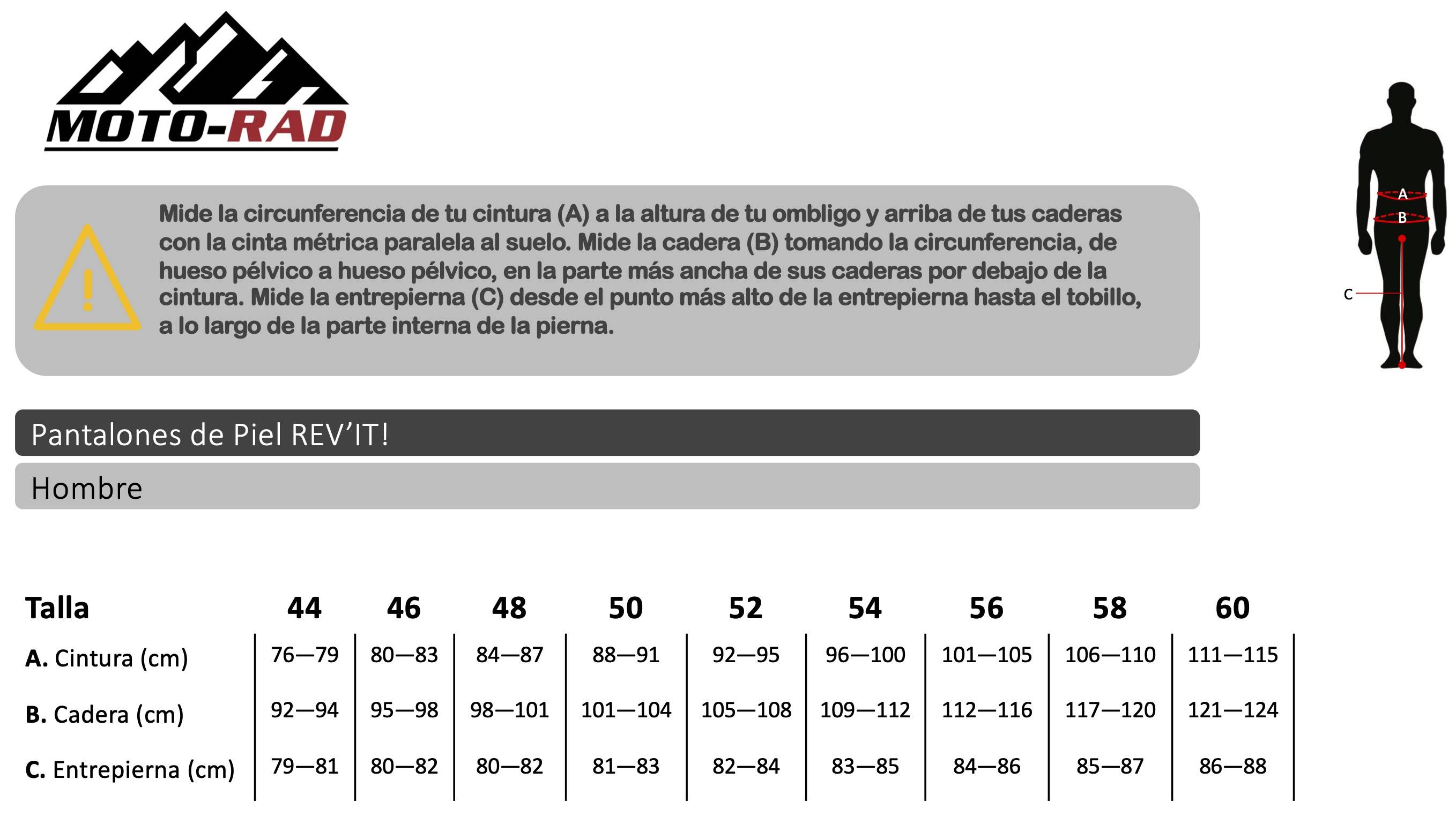 Guia de Tallas para Pantalones Revit