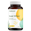 a bottle of Brightcore's Sweet Wheat capsules, containing our organic wheatgrass juice powder