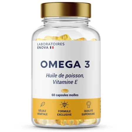 Oméga-3 - Huile de poisson Ultra concentrée + Vitamine E - Vision, Cerveau, Cœur
