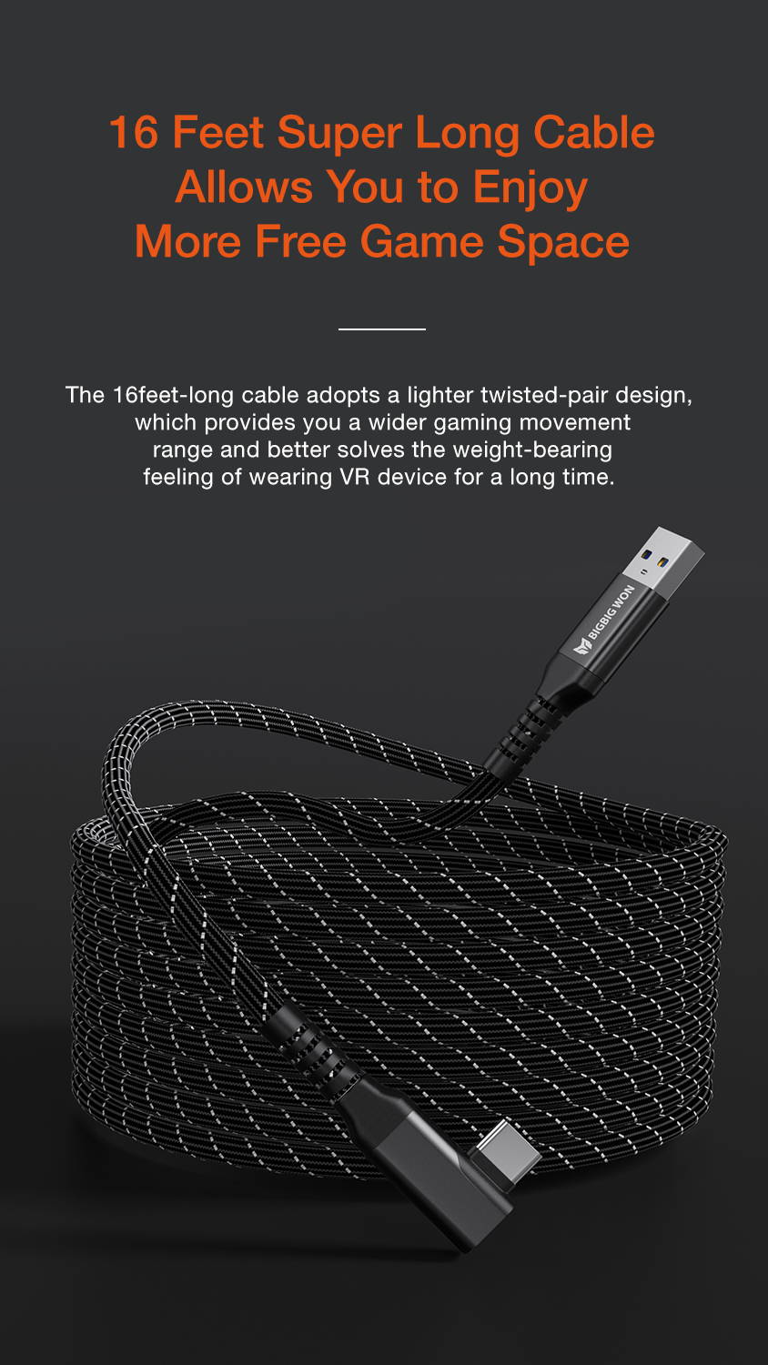 bigbig won usb 3.2 usb c type c link cable 16 feet super long cable