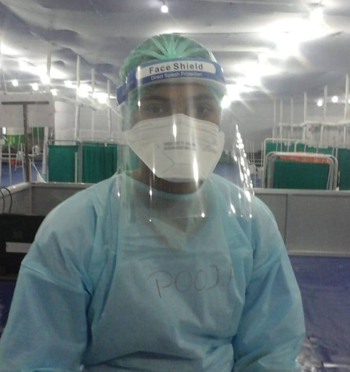 Pooja Iyer wearing PPE in a COVID treatment centre