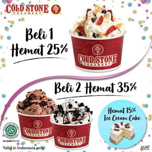 COLD STONE CREAMERY: Promo Beli 1 Hemat 25%, Beli 2 Hemat 35% & Hemat 15% untuk Signature Ice Cream Cake! sampai 09/30/2019
