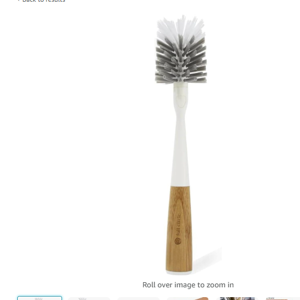Full Circle Clean Reach Bottle Brush with Replaceable Bristle Brush Head, Bamboo Handle, White