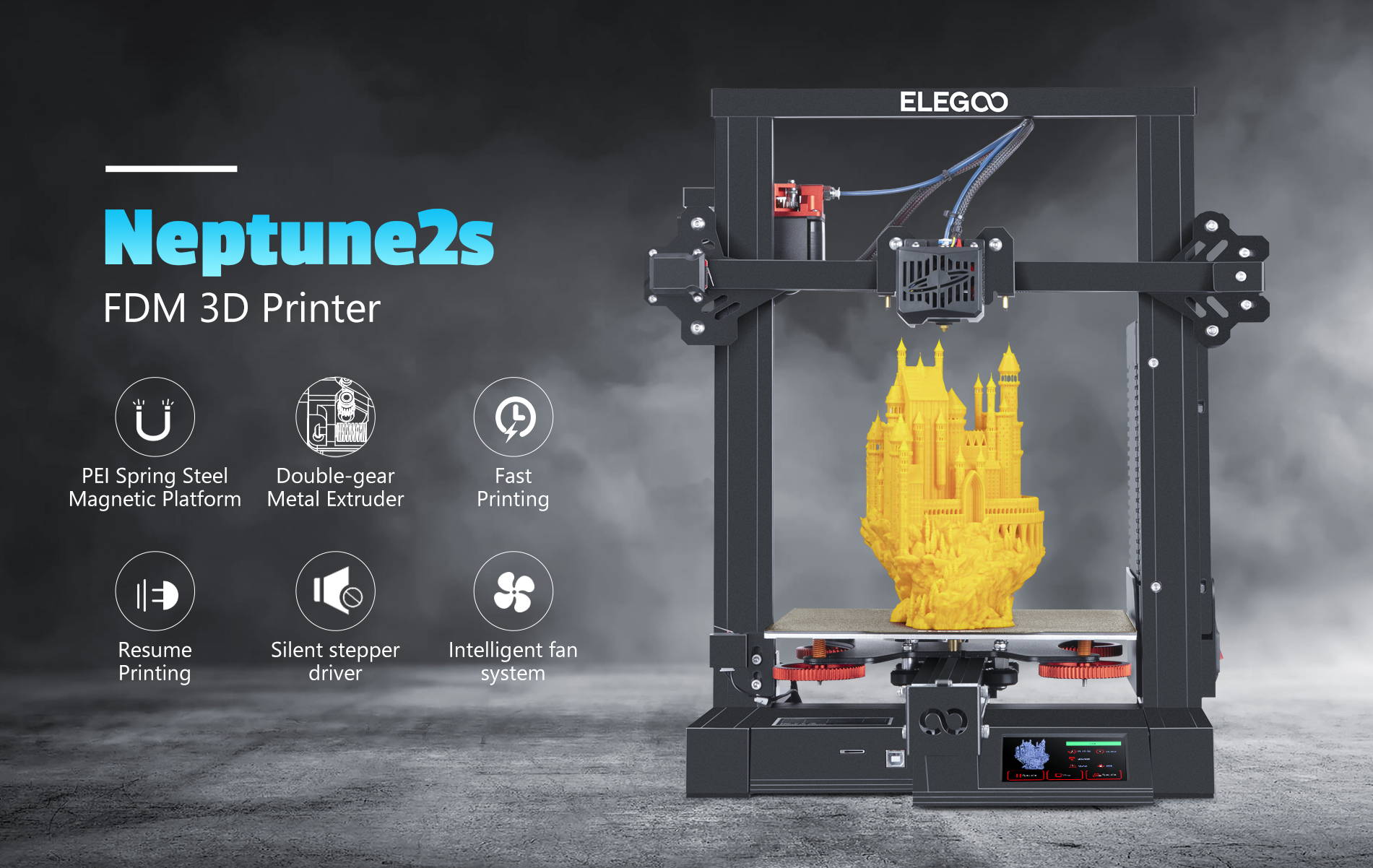 ELEGOO Neptune 2s 3D Printer FDM 3D Printer 220*220*250mm Printing Size