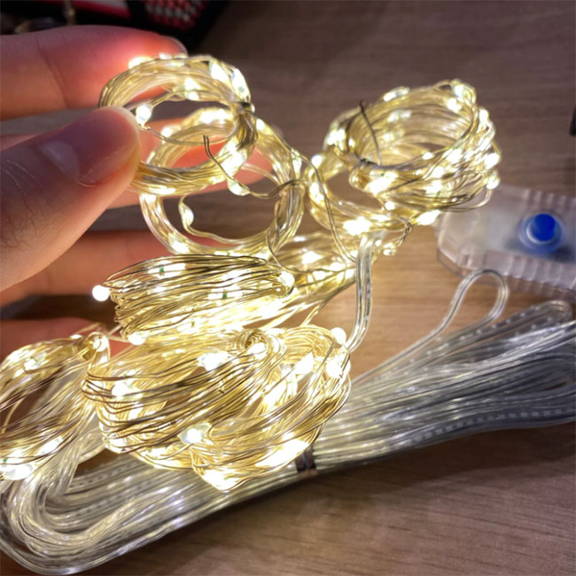 LED curtain fairy lights with warm glow and remote control with 7 different light effects