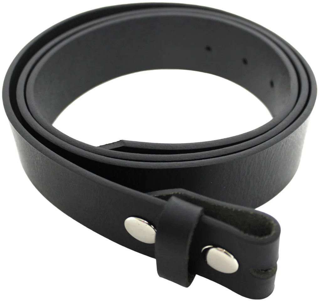 Leather Belt Strap with Press Studs for Pin Buckle. Width: 38mm. Black or Brown. - Image 7