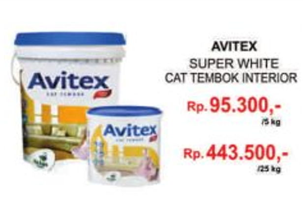 Promo Harga Avitex Super White Cat Tembok Interior 5 Kg Di