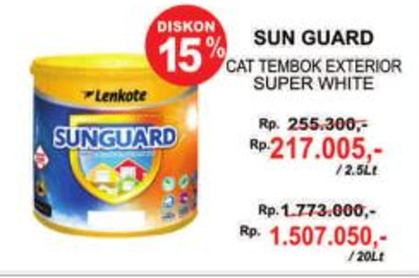 Promo Harga SUNGUARD Cat Tembok Exterior Super White 2 5 Promo Harga SUNGUARD Cat Tembok Exterior Super White 2 5
