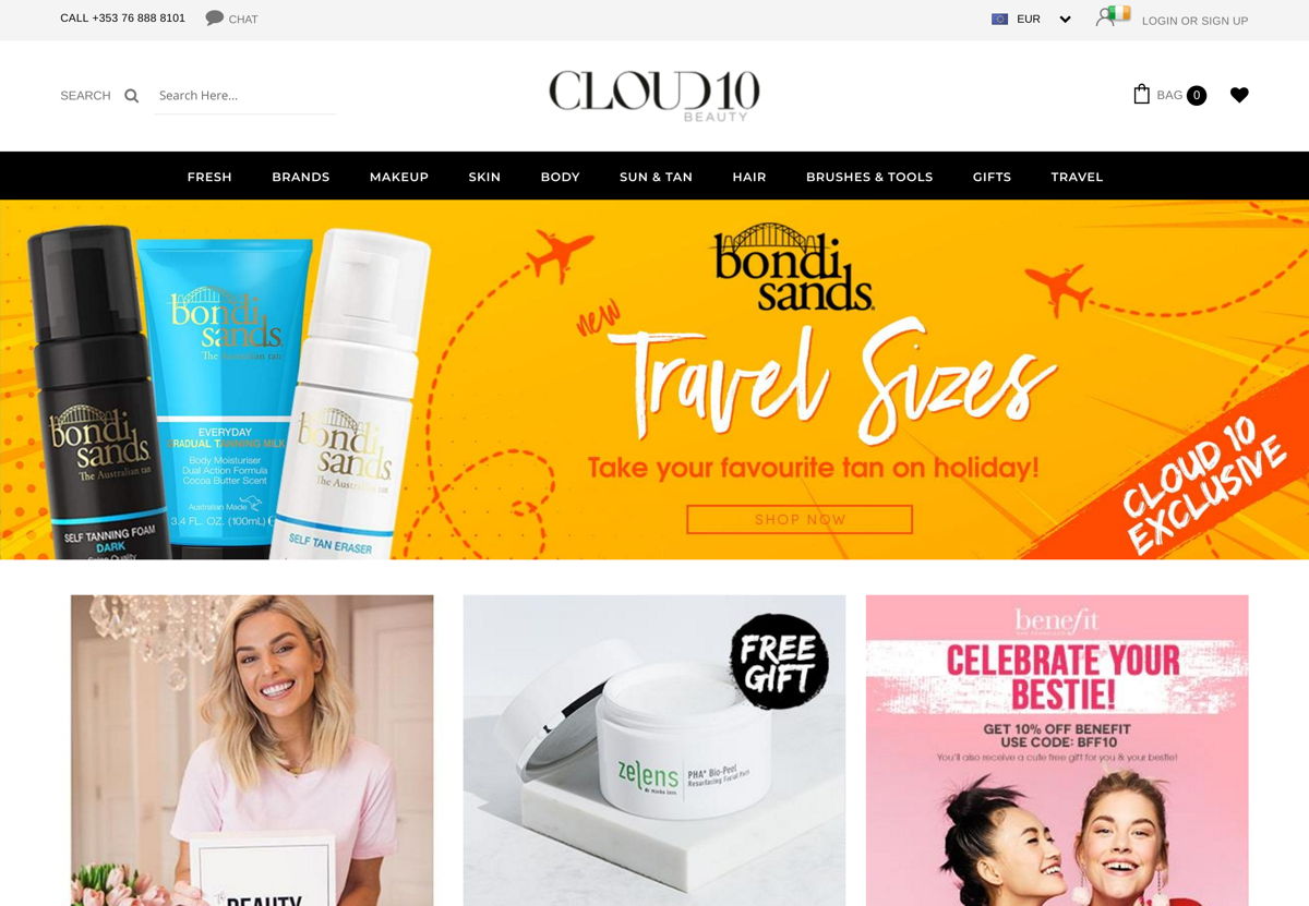 Screenshot of Cloud10 Beauty, from the beauty websites collection.