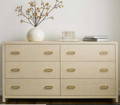 dresser wrapped in natural raffia six drawer