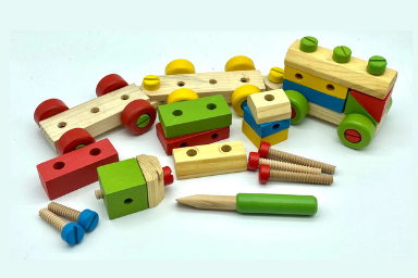 Wooden Train Nut Combination with Puzzle Shapes Stacking Train-52 pieces - Image 3