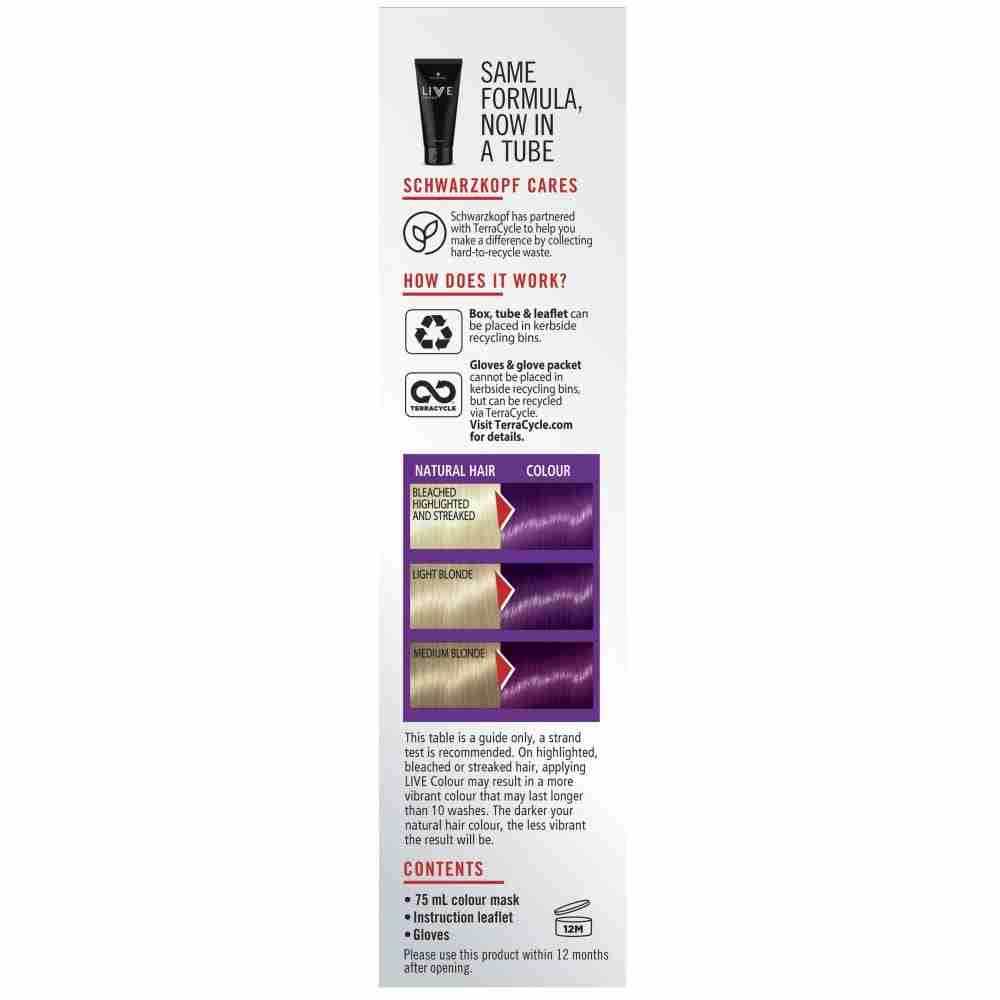 Schwarzkopf Live Colour Ultra Brights Magnetic Purple 75Ml - Image 5