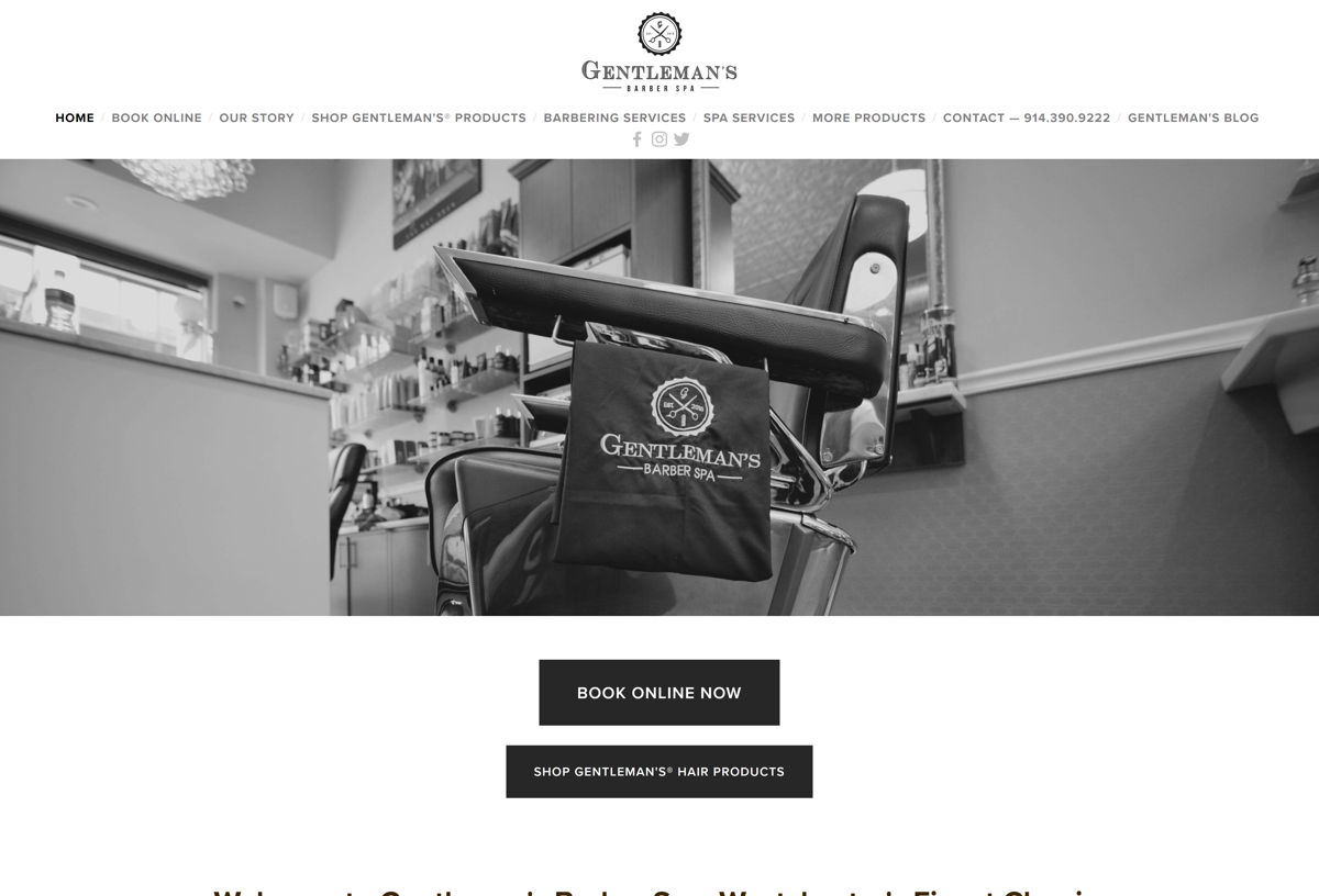 Screenshot of Gentleman's Barber Spa, from the spa websites collection.