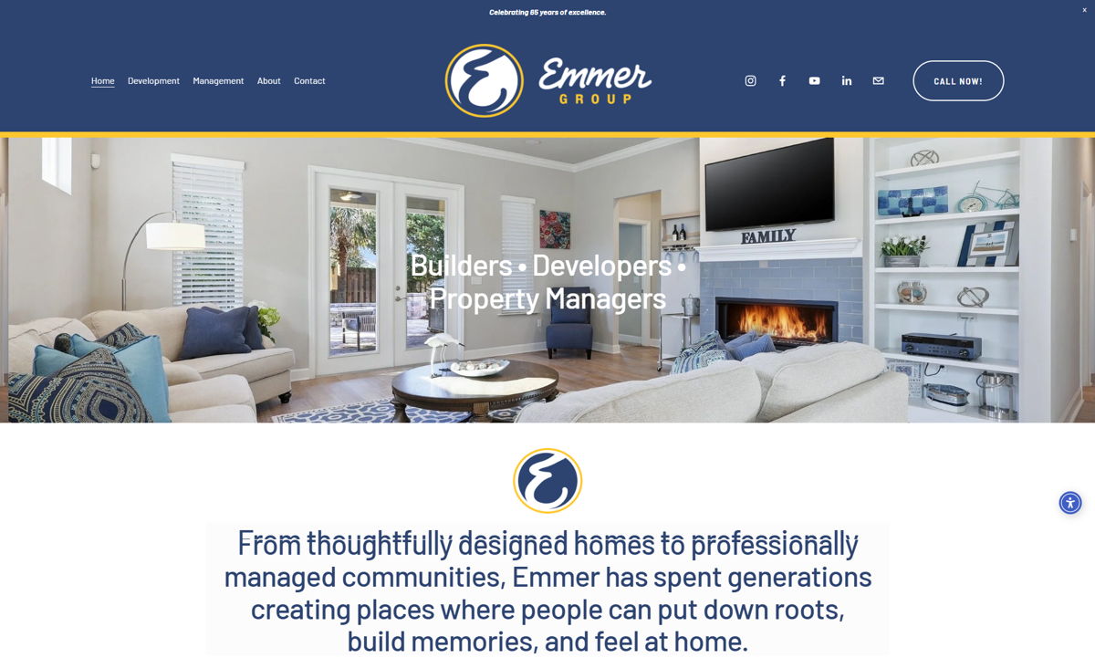 Screenshot of Emmer Development, from the home builder websites collection.