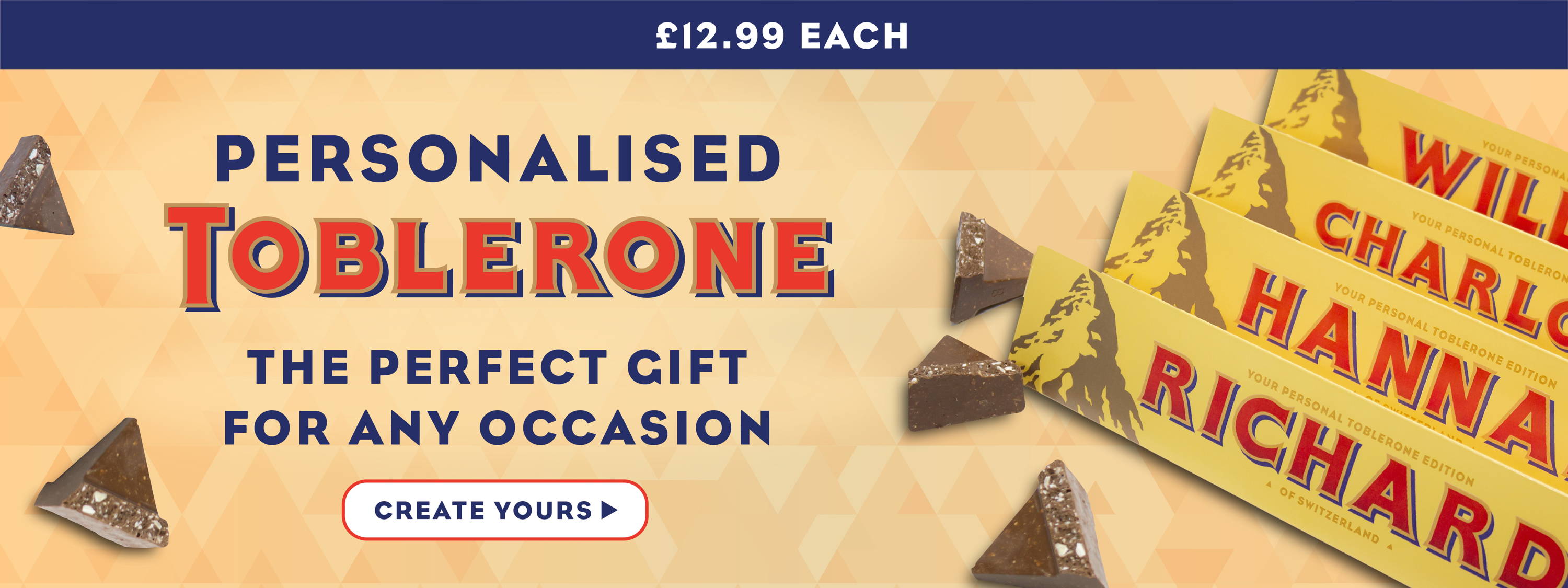 Personalised Toblerone - £12.99 each or 2 for £22