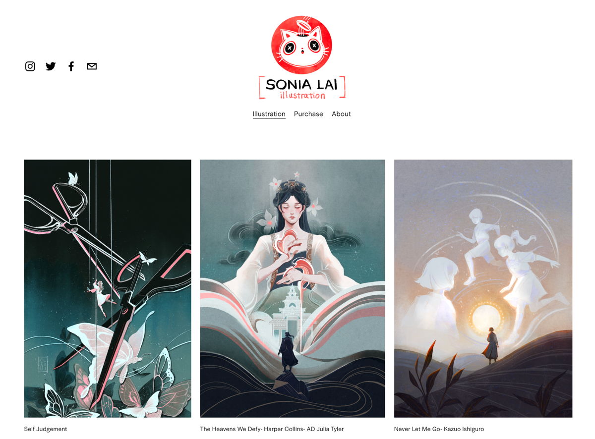 Screenshot of Sonia Lai, from the illustrator portfolios collection.