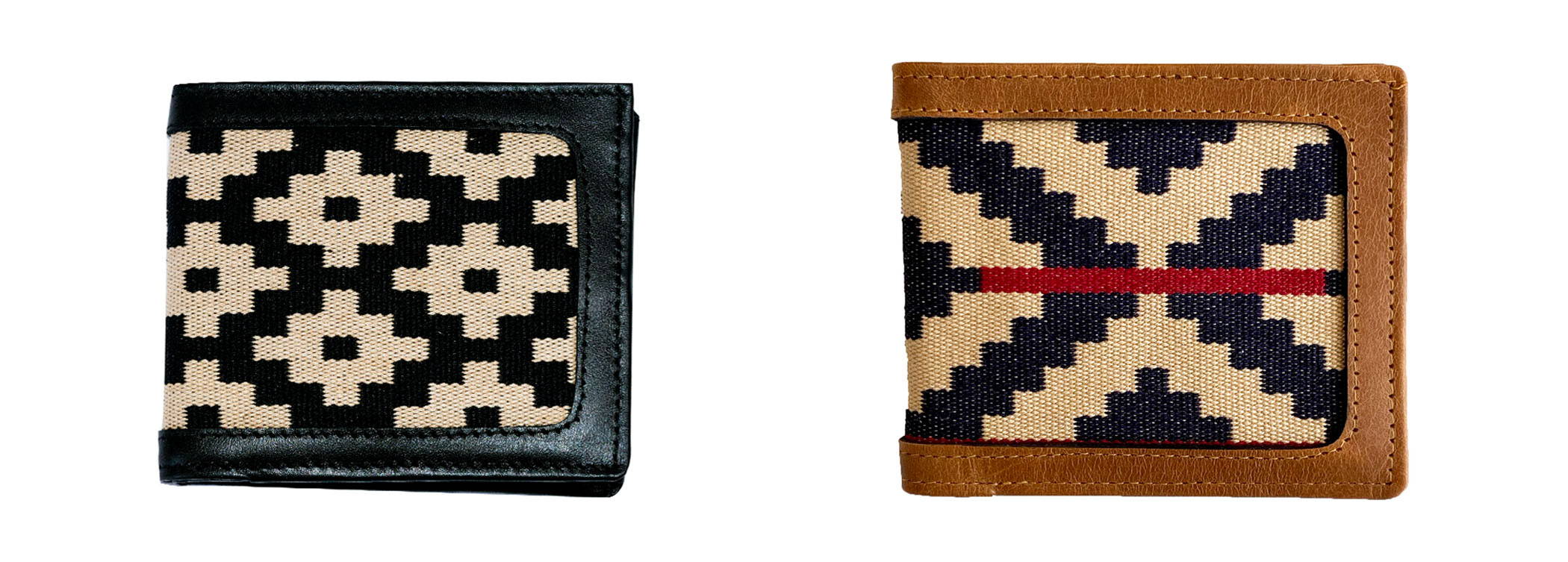 Gaucho-inspired Leather & Woven Wallet from cotton weave & vegetable-tanned leather