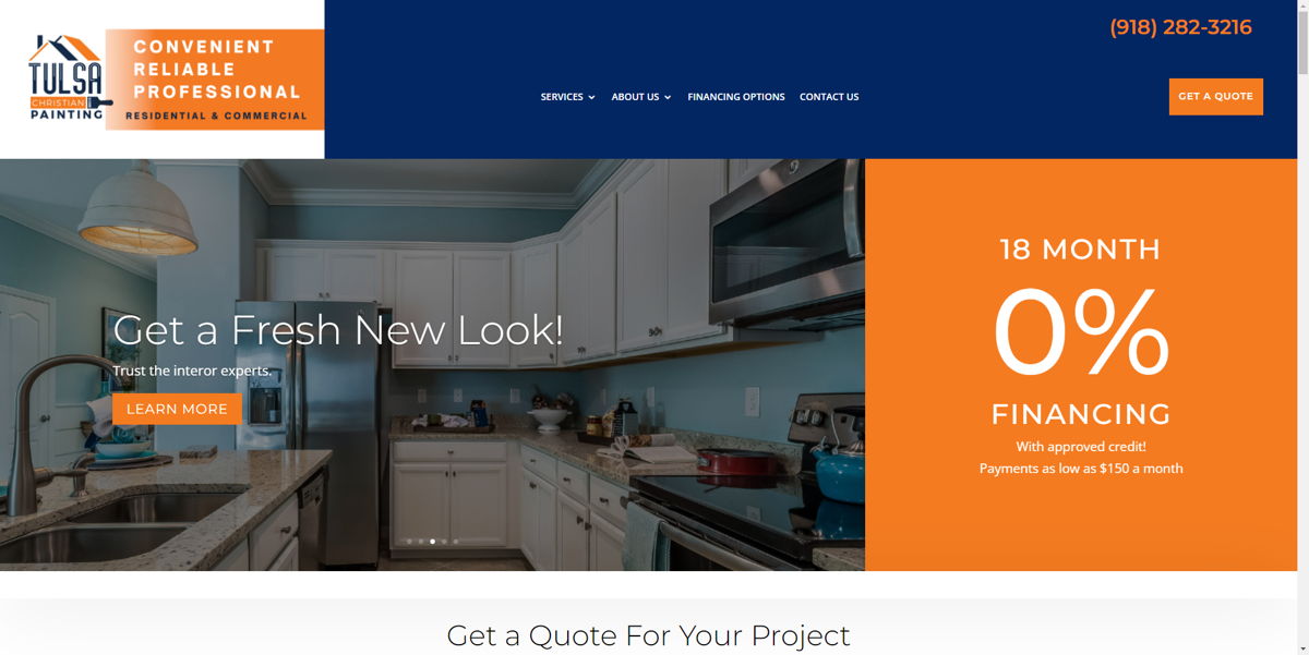 Screenshot of Tulsa Christian Bros Painting, from the contractor websites collection.