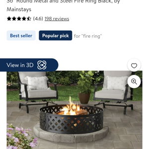 36" round metal and steel fire ring