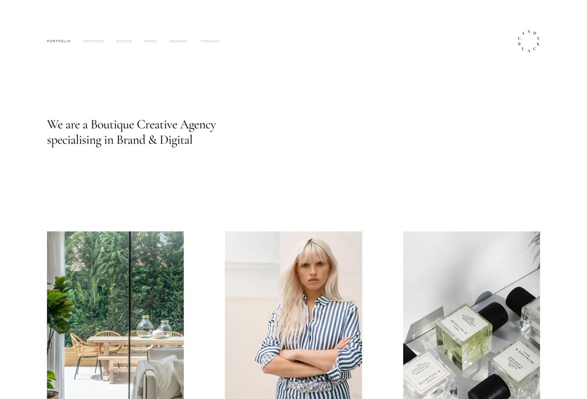 Screenshot of Candy Black, from the simple & minimal websites collection.