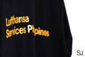 screen printing method on Lufthansa client order black honeycombed cotton polo shirts sj clothing manila printing philippines