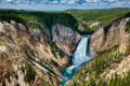 Brink of Lower Fall. Grand Canyon of the Yellostone. Overlook of the Lower Falls. Canyon and river. Beautiful landscape in Yellowstone National Park.