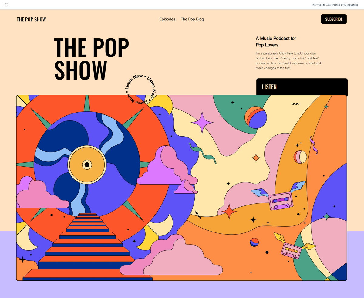 Screenshot of The Pop Show, from the podcast websites collection.