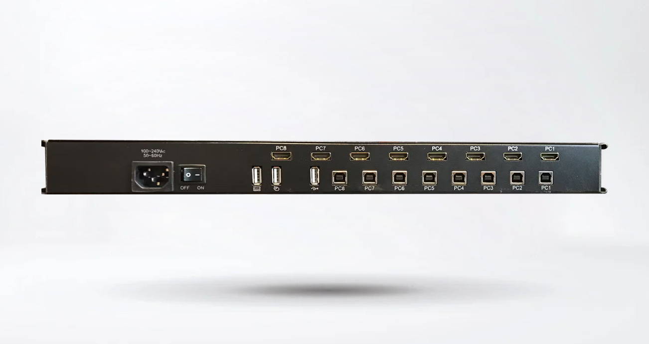 KVMC 19" 1U Rack Display w/ 8×1 KVM